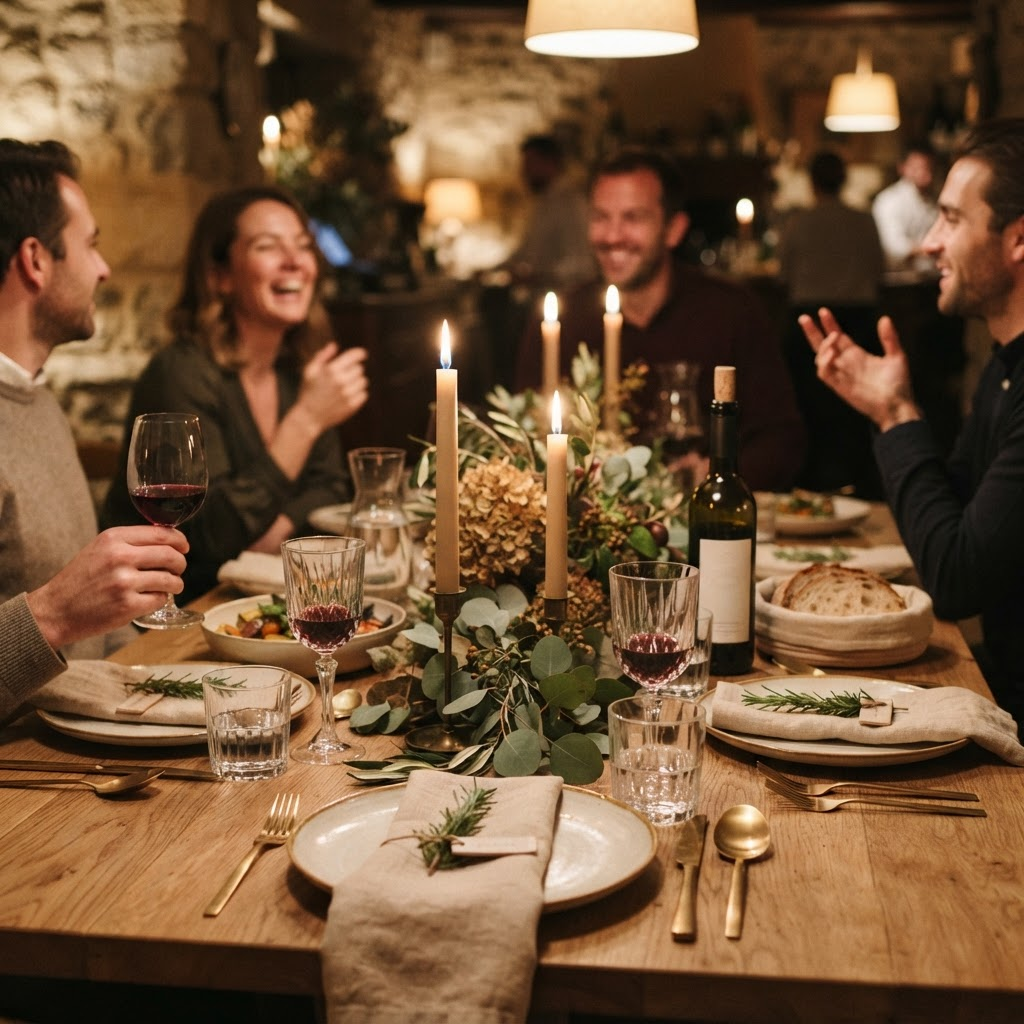 Intimate dinner party table setting