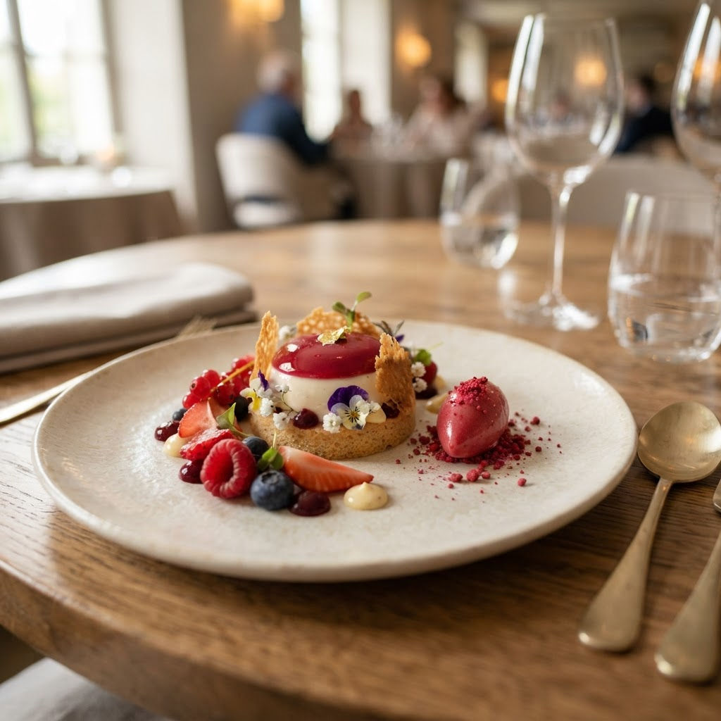 Elegant plated dessert